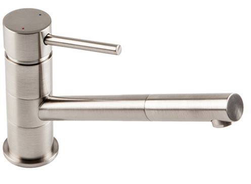 Brushed Steel Pluie Angled Spout Kitchen Taps 